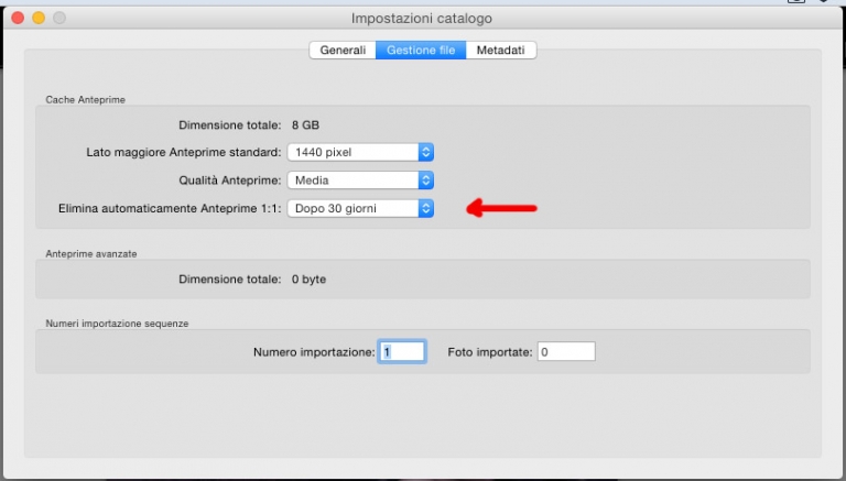 Anteprime di Lightroom