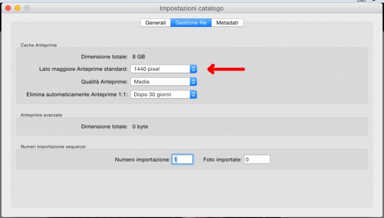 Anteprime di Lightroom